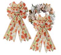 AGATIZ 2 Pcs Large Fall Maple Leaf Wreath Bow - Thanksgiving Harvest Bow with Autumn Leaves & Words 17.8" x 9.8" Wired Ribbon Bow for Wreaths, Front Door, Home Party Decor (Maple Leaf Harvest Bow)