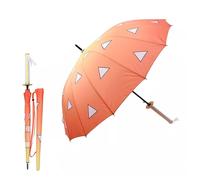 (Agatsuma Zenitsu) 100cm Demon Slayer Kimetsu No Yaiba Anime Peripherals Long Handle Sunny And Rainy Umbrella Samurai Knife Sword Weapon Parasol