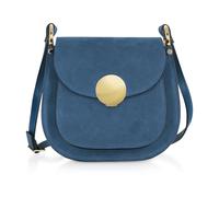 Agave Suede and Smooth Leather Shoulder Bag - female - Le Parmentier - Cross Body Bags - Blue - ONE SIZE - Bags ONE SIZE