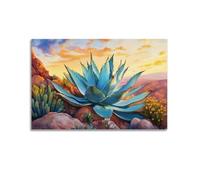 Agave Western Wall Art Poster Arizona Desert Canvas Print Southwest Textured Hand Painted Artwork Mexican Inspired Home Deco 12x18inch(30x45cm)