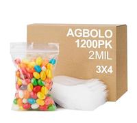 AGBOLO Small Zipper-lock Bags, 1200ct 3x4'' Premium Small Plastic Baggies Resealable, 2 Mil(2 Layer) Ultra Strong & Durable Mini Zipper Bags for Jewelry and Small Business - Clear
