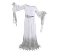 AGCOAH Ghost Bride Costume Women Scary Zombie Corpse Bride Costume Adult Victorian White Ghost Dress Halloween Cosplay 2XLarge