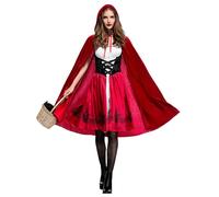 AGCOAH little red devil riding hood costume women, Christmas Halloween Party Dress with Cape Adult cosplay (Red-XS)