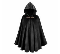 AGCOAH Mens Renaissance Medieval Hooded Cloak Victorian Steampunk Costume Cosplay, Black, 31"