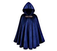 AGCOAH Mens Renaissance Medieval Hooded Cloak Victorian Steampunk Costume Cosplay, Blue, 31"