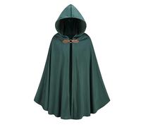 AGCOAH Mens Renaissance Medieval Hooded Cloak Victorian Steampunk Costume Cosplay, Forest Green, 31"