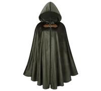 AGCOAH Mens Renaissance Medieval Hooded Cloak Victorian Steampunk Costume Cosplay, Green, 31"