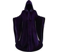 AGCOAH Two-Sided Wizard Robe Wizard Costume Purple Cloak with Hood Warlock Robe Cloak with Sleeves (Purple and Black-59 INCH)