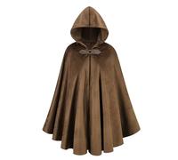 AGCOAH Victorian Cloak for Adult,Velvet Medieval Renaissance Cape with Hooded Halloween(brown-31 INCH)
