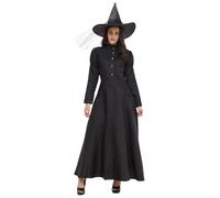AGCOAH Wicked Witch Costume Women Black Long Witchy Dress Teen Adult Evil Sorceress Outfit 4PCS Halloween Role Play 2XLarge