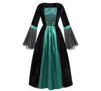 AGCOAH Wicked Witch Women Costume Evil Vintage Witchy Dress Adult Spider Sorceress Outfit 3PCS Halloween Witch Cosplay Spider Green 2XL