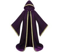 AGCOAH Wizard Costume Cloak with Hood Men Wizard Robe Wizard Cloak Krampus Robe Fancy Robe Cosplay (purple-63inch)