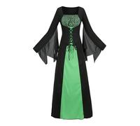 AGCOAH Womens Witches Costume Wicked Witch of the West Dress Adult Evil Sorceress Outfits with Hats Halloween Dress Up Cosplay Black and Green S