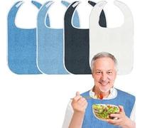 agctrler 4Pcs Adult Bibs, Anti-fouling Bibs for Elderly, Reusable, Washable, Adjustable, Waterproof Bibs for Adult, Unisex Clothing Protection for Older Men, Women, Seniors