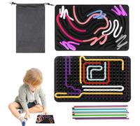 agctrler Sensory Activity Board with Travel Bag, Push Peel Sensory Board, Silicone Fidget Toys for Kids 3+ & Adults for Calming, Anxiety, ADHD and Autism with 20 Strings