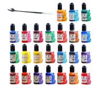 agctrler Water-Based Pigment 24 Colours Colour Pigments for Casting Powder 10 ml, DIY Creative Colour Paint with 1 Spoon, Colours for Casting Powder, Plaster for Casting, Cement, Concrete, Ceramic