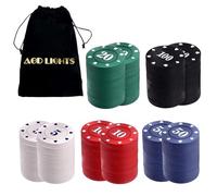 AGD LIGHTS 200 Pieces Poker Chips, Poker Chip Set with Velvet Bag, Party Accessories