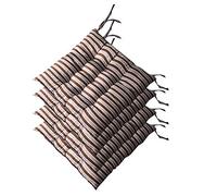 AGDLLYD Seat Cushion and Pads With Ties 40x40x5cm,Set of 4 Beautiful Striped Reversible Kitchen Dining Garden Chair Cushion for Indoor Outdoor Furnitures. (Brown)