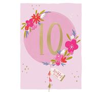 Age 10 Birthday Girl 10th Bloomin' Fun! Contemporary Birthday Card ELML014