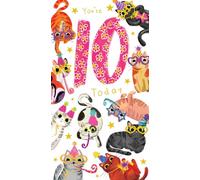 Age 10 Female 10th Birthday Card Cats 9" x 5" Lovely Verse