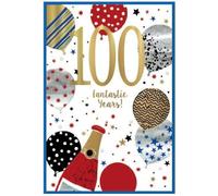 Age 100 Birthday Card - Men Male Script 100th 100 Today - Size: 7.5" x 5.25"