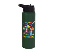 Age 11 Year Old Birth Dabbing Heart Puzzle Autism Awareness Stainless Steel Insulated Water Bottle