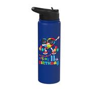 Age 11 Year Old Birth Dabbing Heart Puzzle Autism Awareness Stainless Steel Insulated Water Bottle