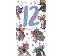 Age 12 Female 12th Birthday Card Koalas 9" x 5" Lovely Verse