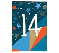 Age 14 Birthday Boy 14th Sparkly Space Adventure! Contemporary Birthday Card ELML023
