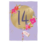 Age 14 Birthday Girl 14th Bloom-Tastic Fun! Contemporary Birthday Card ELML022