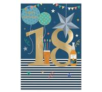 Age 18 Birthday Boy 18th Cheers, Eighteen! Contemporary Birthday Card ELML032