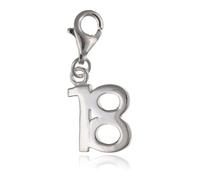 Age 18 Sterling Silver Clip On Charm Pendant with Lobster Clasp for Women Ladies Girls - Compatible with Thomas Sabo Charms Bracelet - Women's Clasp Charms