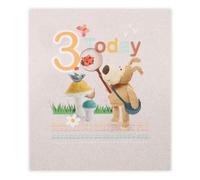 Age 3 Boofle with A Magnifying Glass Birthday Card