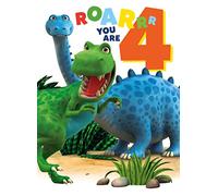 Age 4 Birthday Card, Dinosaur Roar Age 4 Birthday Cards, Birthday Card 4th Birthday