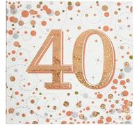 Age 40 Napkins Happy 40th Birthday Hologrphic Rose Gold Napkins Foil Shiny Recyclable Party Tableware