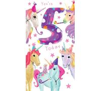 Age 5 Female 5th Birthday Card Unicorns 9" x 5" Lovely Verse