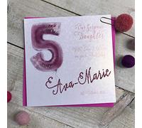 Age 5, Pink Helium Balloon, Daughter, Granddaughter, Niece, Goddaughter, Sister, Plain Personalised Handmade Birthday Card - made to order - by White Cotton Cards