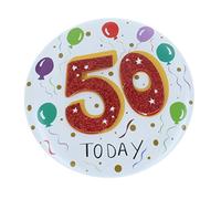 Age 50 Male Giant 3D Birthday Party Mega Badge 14.5cm x 14.5cm - 50th Birthday