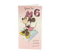 Age 6 Birthday Card - Minnie Mouse Birthday Card, 6th Birthday, Minnie Mouse Ears, Ideal Gift Card for Kids - Disney