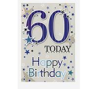 Age 60th Birthday Card - Mens Men Male Blue 7.5" x 5.25" 40 10005