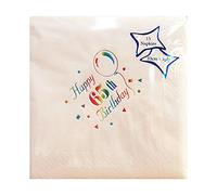 Age 65/65th Birthday - Pack of 15 Party Napkins {White/Multi/3 ply}