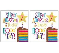 Age 7 Birthday Card, Brightside Age 7 Birthday Card, 7th Birthday Card Brightside, Happy 7th Birthday Card (Pack of 2)