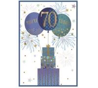 Age 70th Birthday Card - Male Mens 70 Balloons - Size: 7.5" x 5.25" (70Mse)