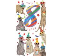 Age 8 Male 8th Birthday Card Meerkats 9" x 5" Lovely Verse