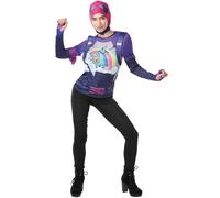 (Age (9-10 years)) Tween Brite Bomber Top and Snood - Fortnite - Girls Costume