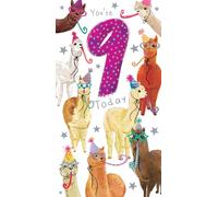 Age 9 Female 9th Birthday Card Alpacas 9" x 5" Lovely Verse