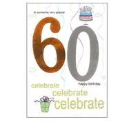 Age Birthday Card with Envelope Shiny Number Design - Gold 60th