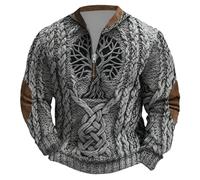 Age Norse Mythology Midweight Pullover Sweater For With Half Zip Neck Design(Dark Gray,S)