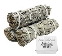 Age of Sage White Sage Smudge Sticks 4" Long - Stress Relief Dried Sage Incense Sticks - Burning Sage Sticks Bundle for Cleansing House Negative Energy - Hand Wrapped White Sage Incense Sticks - 3pk