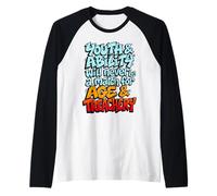 Age & Treachery Cartoon s Wise Adult s Sarcasm Quote Raglan Baseball Tee